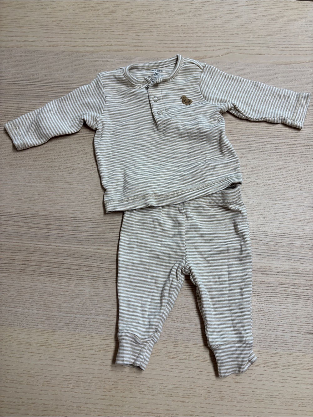 Carter's Cream and White Striped Baby Matching Set